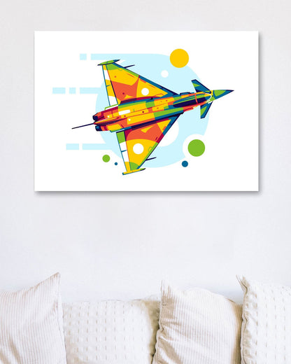 Eurofighter Typhoon Flying in Pop Art Illustration - @lintank_popart