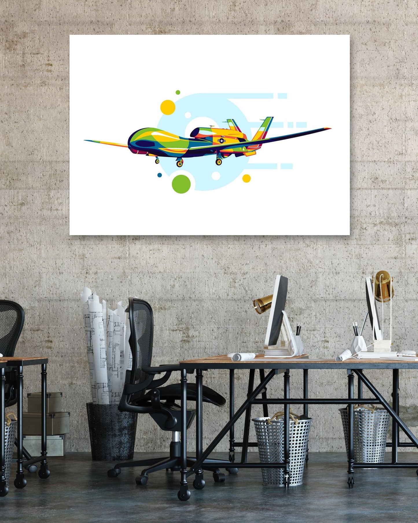 RQ-4 Global Hawk in Pop Art Illustration - @lintank_popart