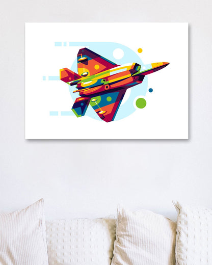 F-22 Raptor Backside in Pop Art Illustration - @lintank_popart