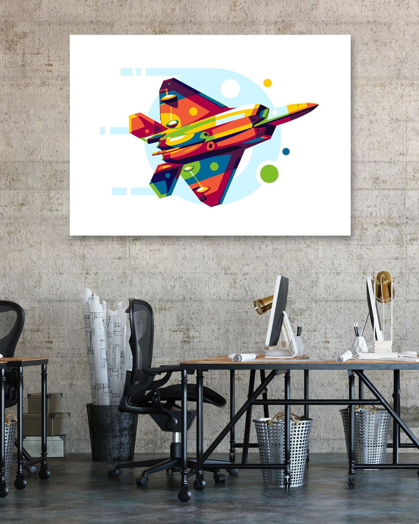 F-22 Raptor Backside in Pop Art Illustration - @lintank_popart