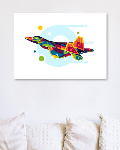 F-22 Raptor in Pop Art Illustration - @lintank_popart