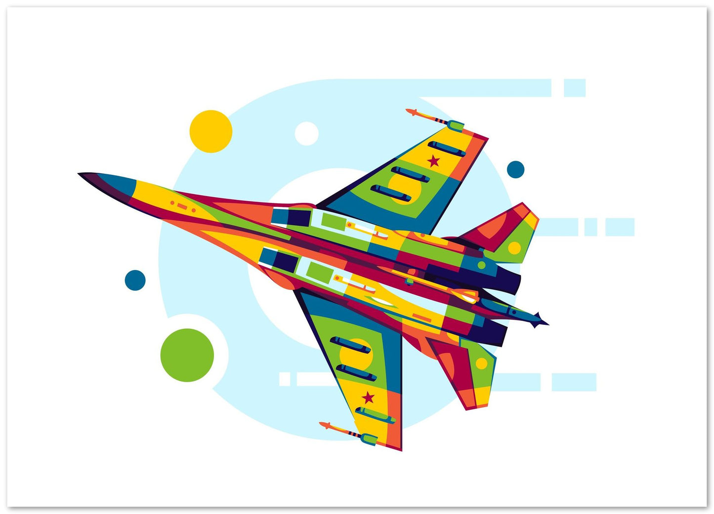 SU-35 Backside in Pop Art Illustration - @lintank_popart