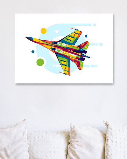 SU-35 Backside in Pop Art Illustration - @lintank_popart