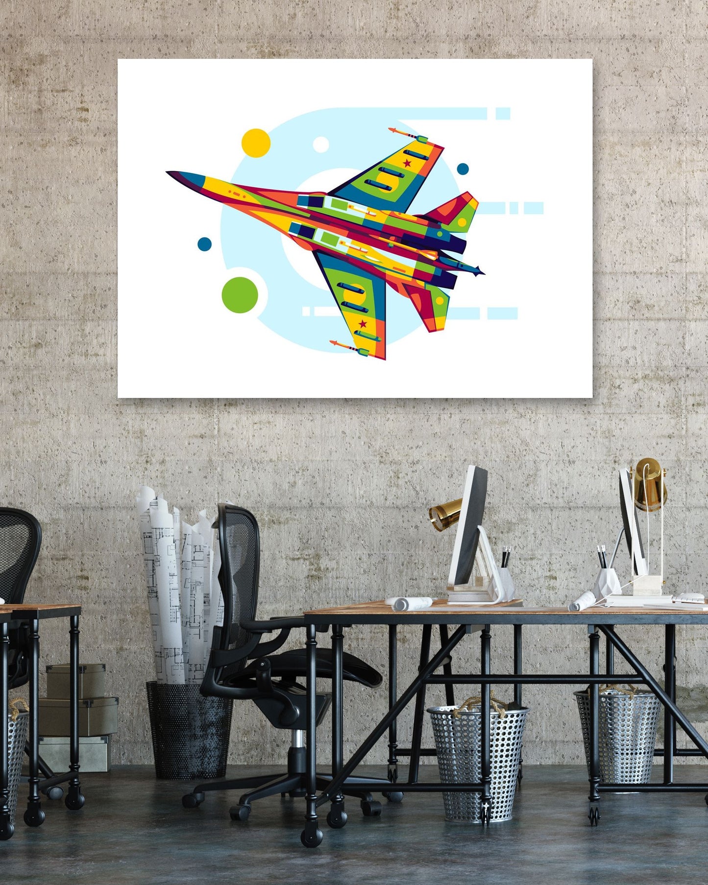 SU-35 Backside in Pop Art Illustration - @lintank_popart