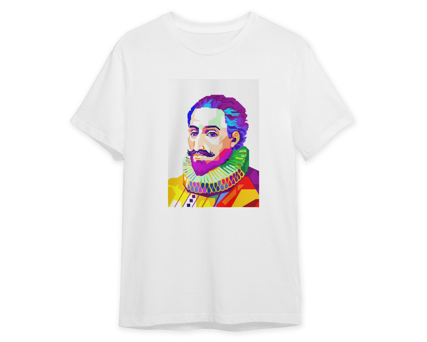 Miguel de Cervantes in Colorful with White Background - @WPAPbyiant