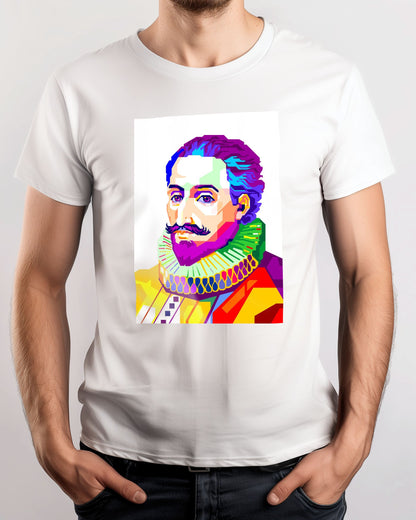 Miguel de Cervantes in Colorful with White Background - @WPAPbyiant