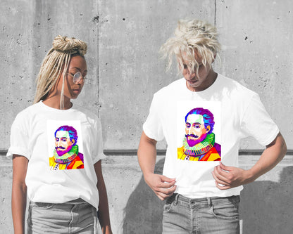 Miguel de Cervantes in Colorful with White Background - @WPAPbyiant