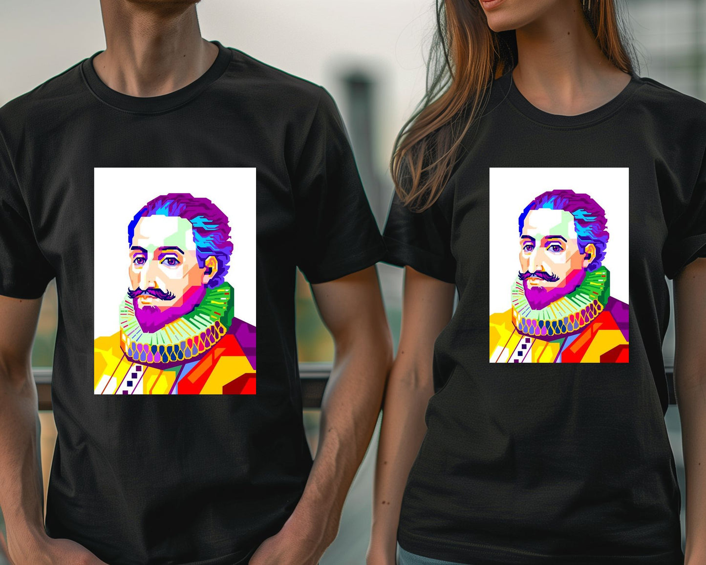 Miguel de Cervantes in Colorful with White Background - @WPAPbyiant