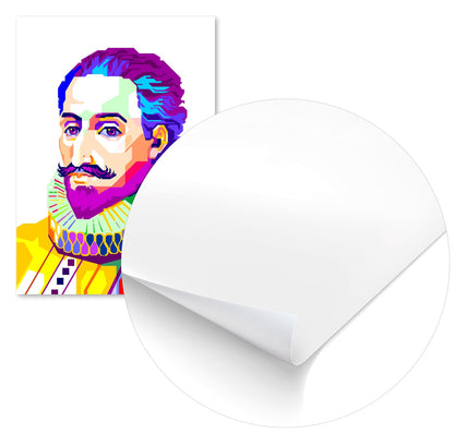 Miguel de Cervantes in Colorful with White Background - @WPAPbyiant