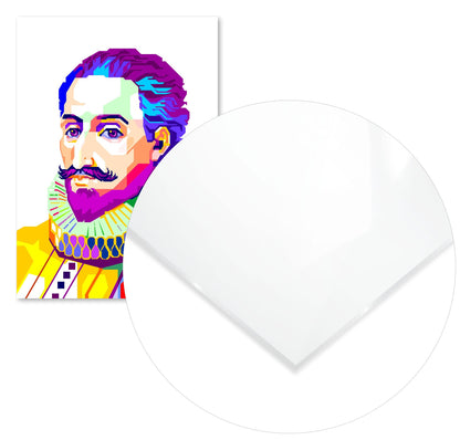 Miguel de Cervantes in Colorful with White Background - @WPAPbyiant