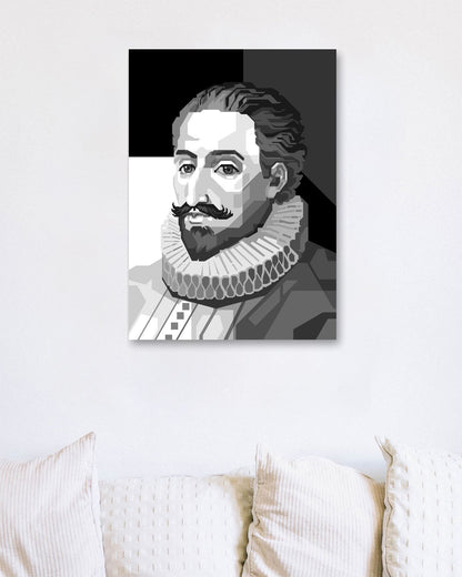 Miguel de Cervantes in Greyscale - @WPAPbyiant