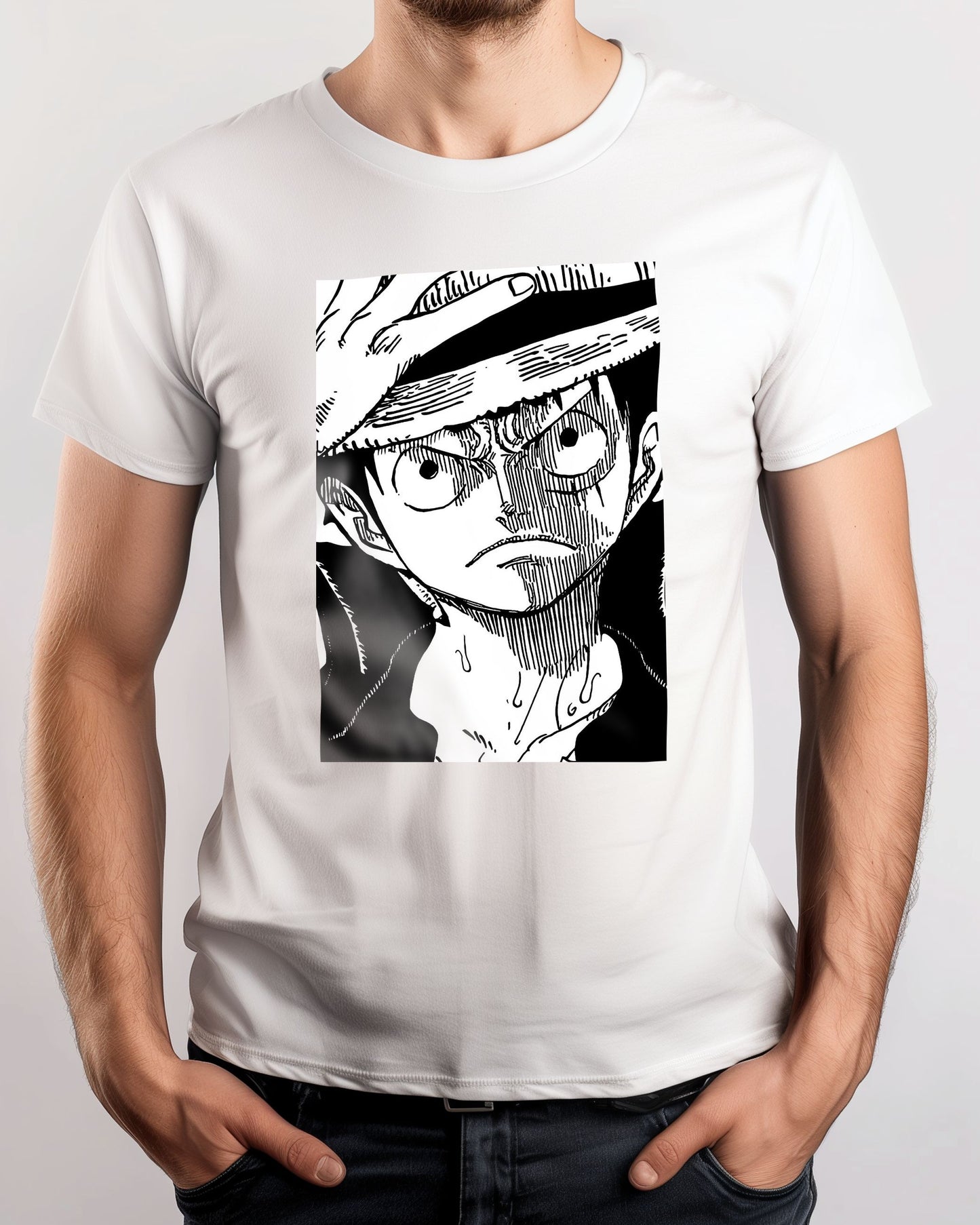 Monkey d.luffy line black white - @SNEAKHEAD