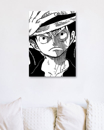 Monkey d.luffy line black white - @SNEAKHEAD