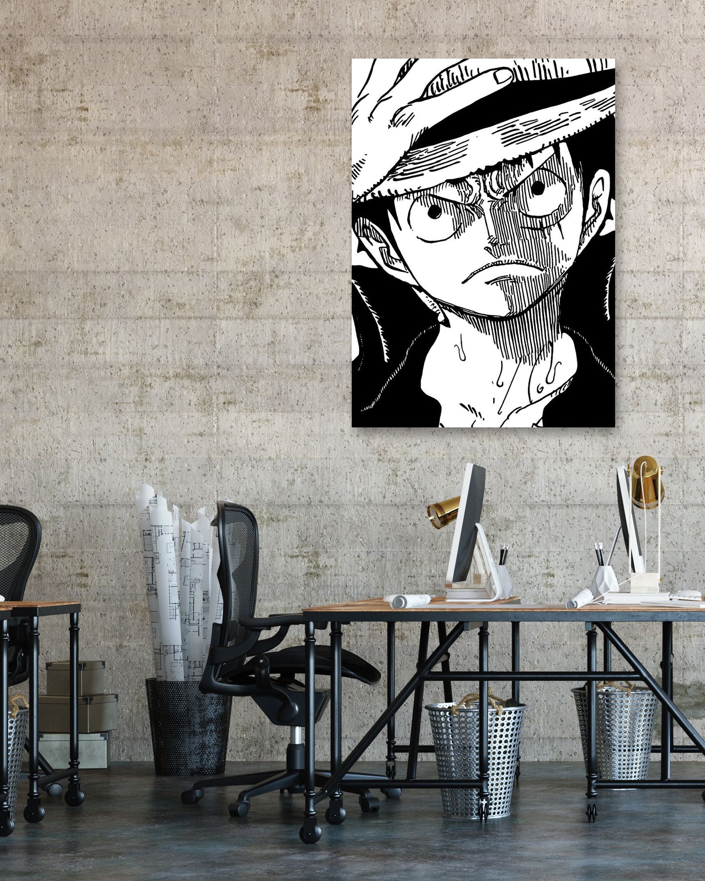 Monkey d.luffy line black white - @SNEAKHEAD