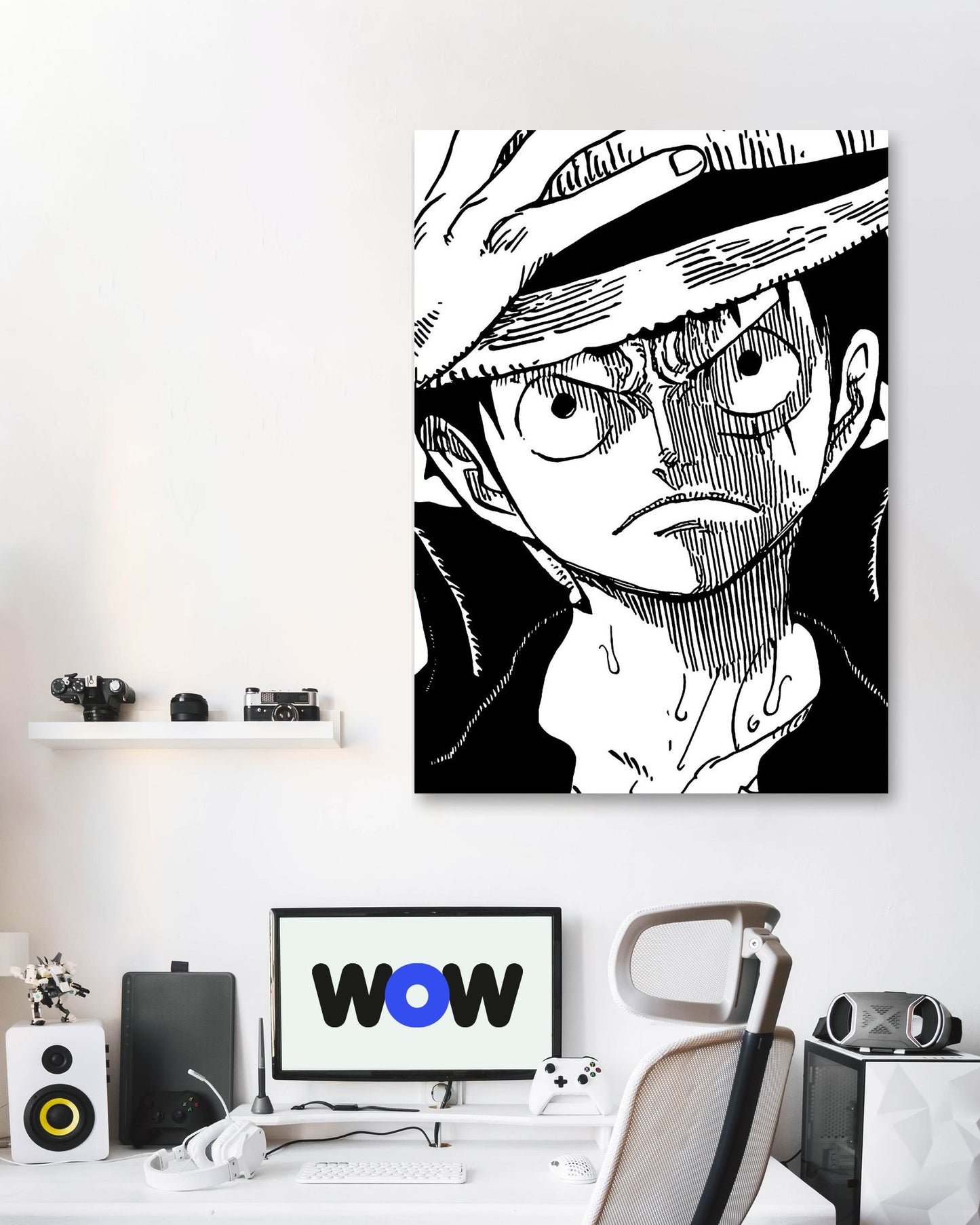 Monkey d.luffy line black white - @SNEAKHEAD