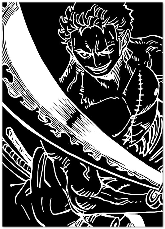 Roronoa zoro line black white - @SNEAKHEAD