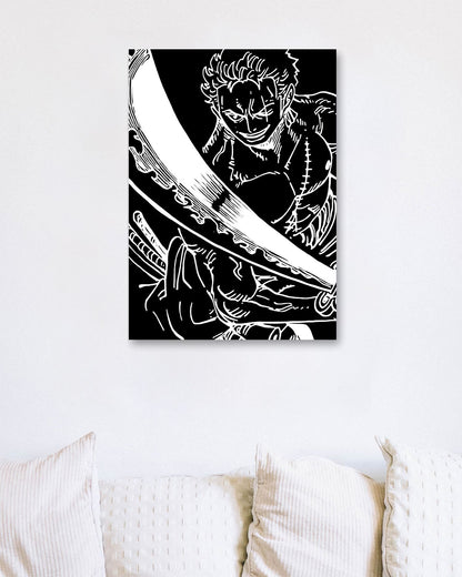 Roronoa zoro line black white - @SNEAKHEAD