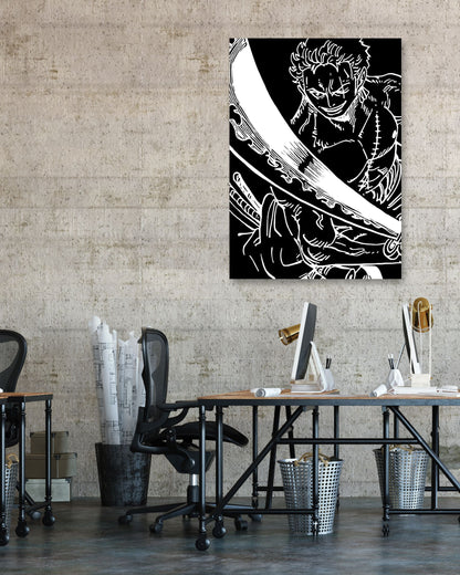 Roronoa zoro line black white - @SNEAKHEAD