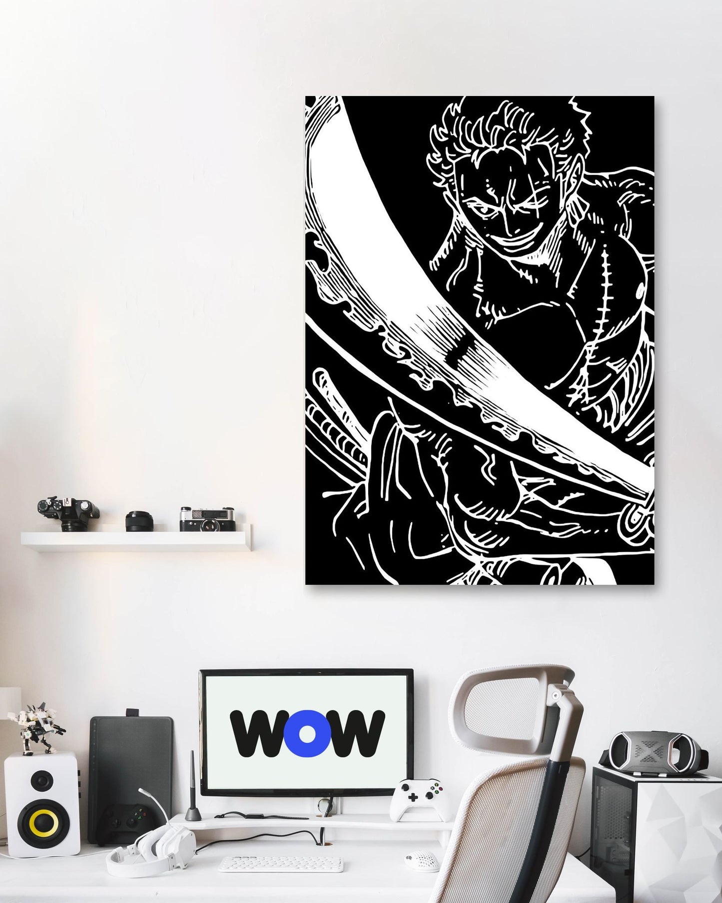 Roronoa zoro line black white - @SNEAKHEAD