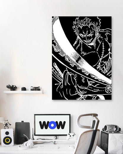 Roronoa zoro line black white - @SNEAKHEAD