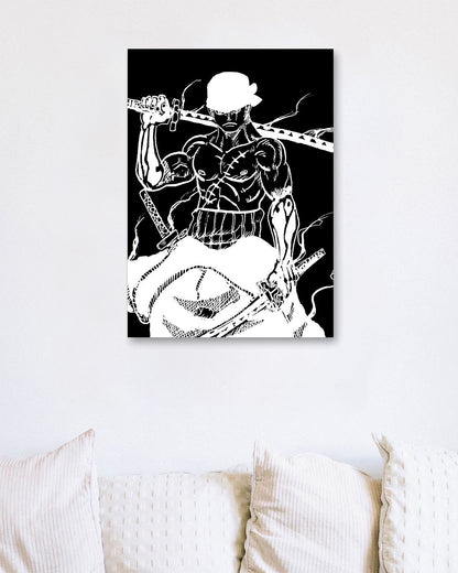 Zoro line black white - @SNEAKHEAD