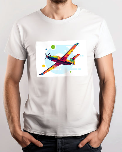 Pilatus PC-12 Flying in Pop Art Illustration - @lintank_popart