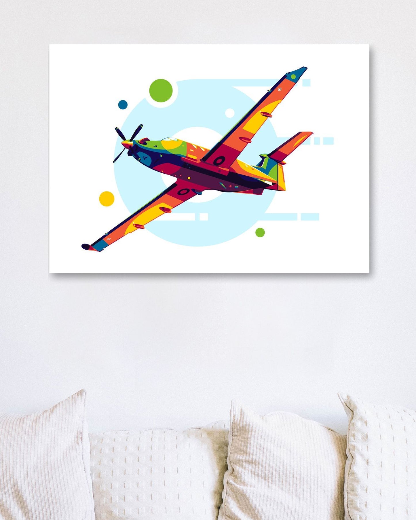 Pilatus PC-12 Flying in Pop Art Illustration - @lintank_popart