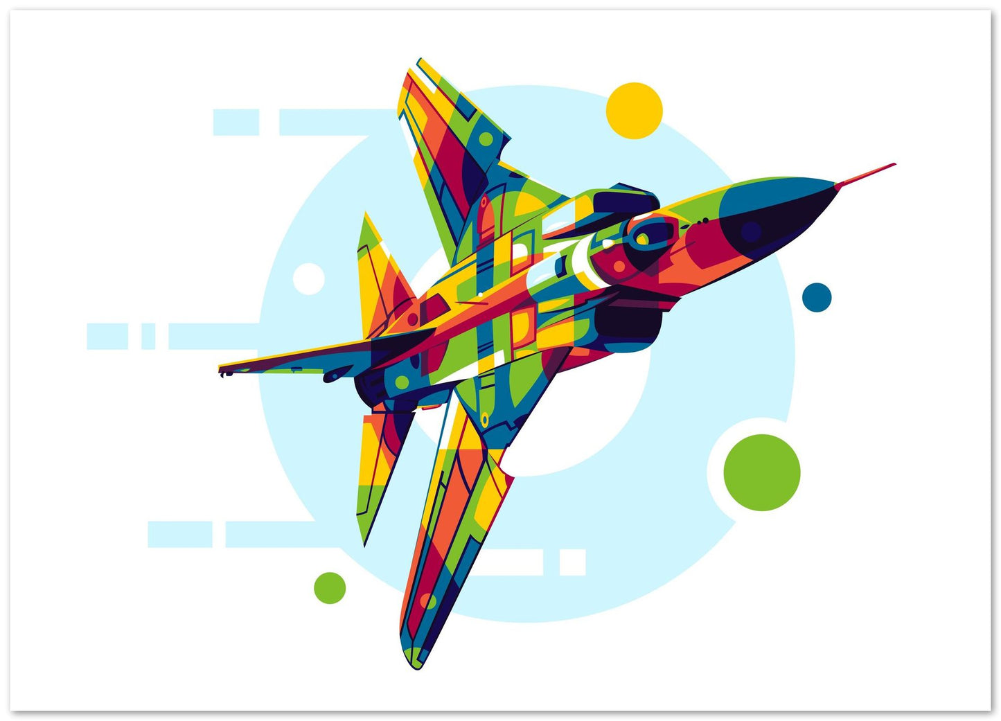 MiG-23 Flying Jet in Pop Art Illustration - @lintank_popart