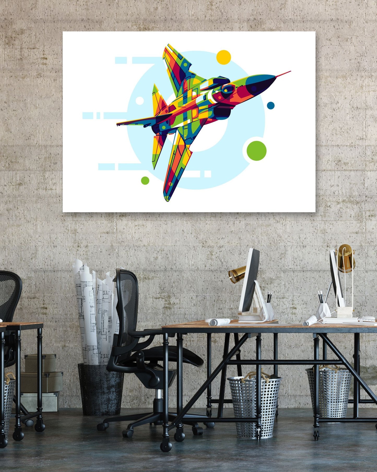 MiG-23 Flying Jet in Pop Art Illustration - @lintank_popart