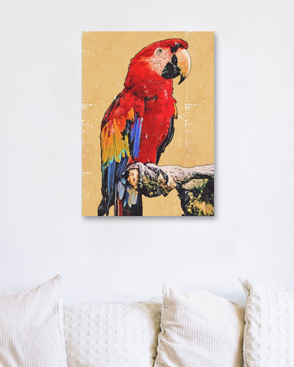 Red Scarlet Macaw Painting - @ColorizeStudio