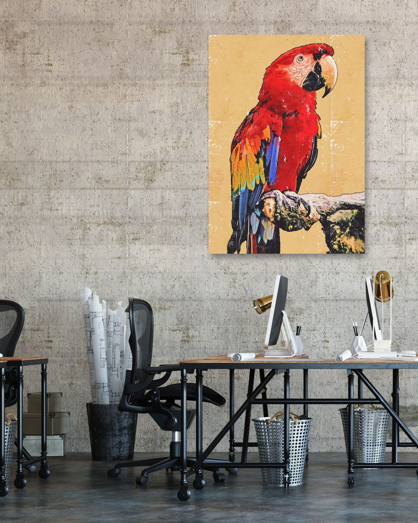 Red Scarlet Macaw Painting - @ColorizeStudio