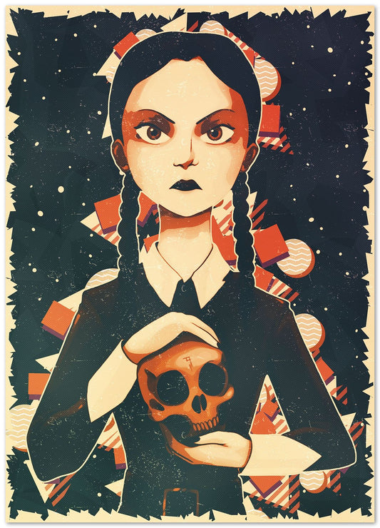 Wednesday Addams Jenna Ortega With Skull - @ColorizeStudio