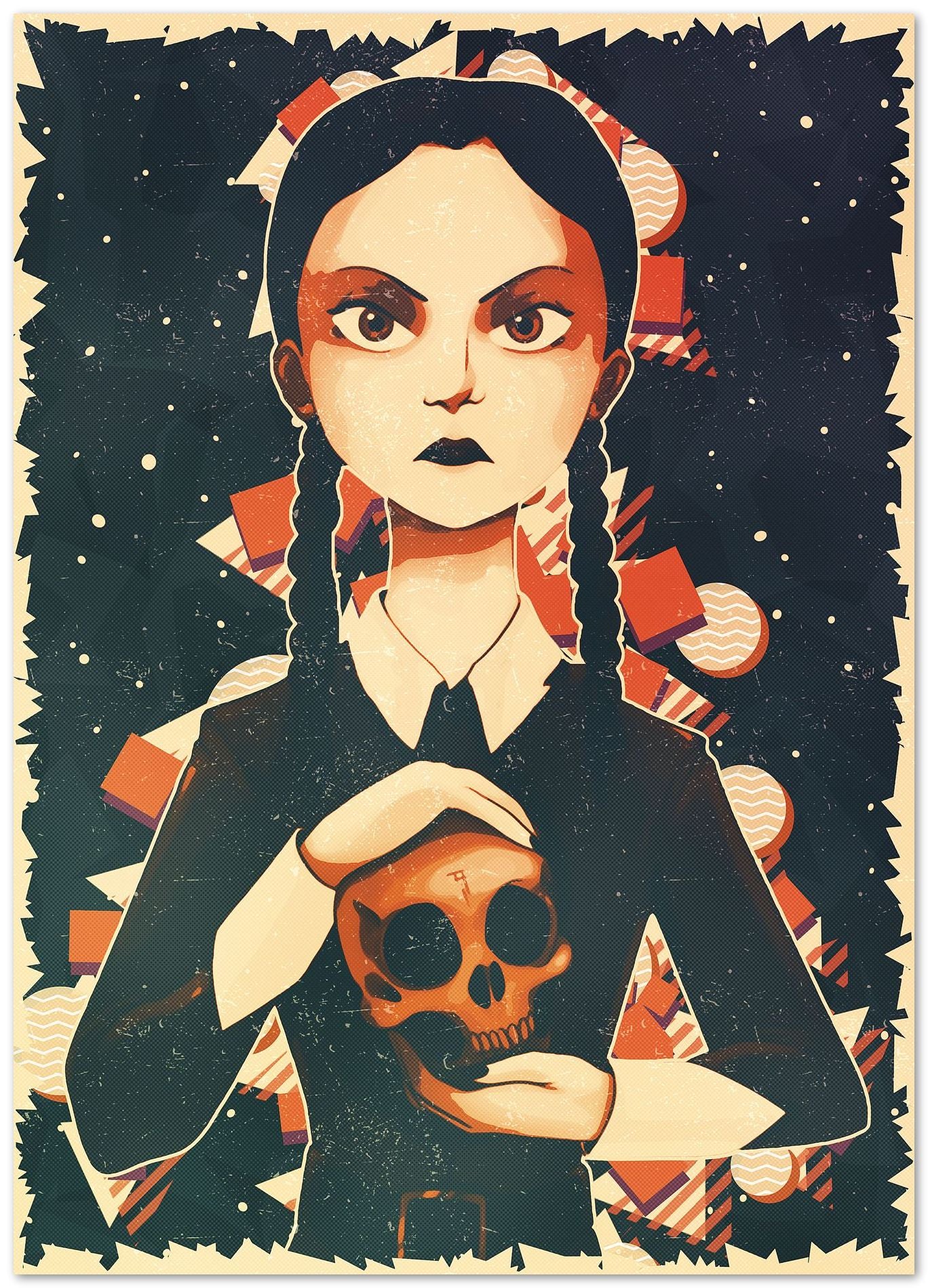 Wednesday Addams Jenna Ortega With Skull - @ColorizeStudio