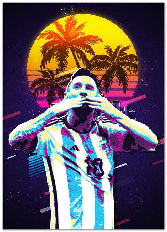 Lionel Messi Kiss Celebration Retro 80s - @ColorizeStudio