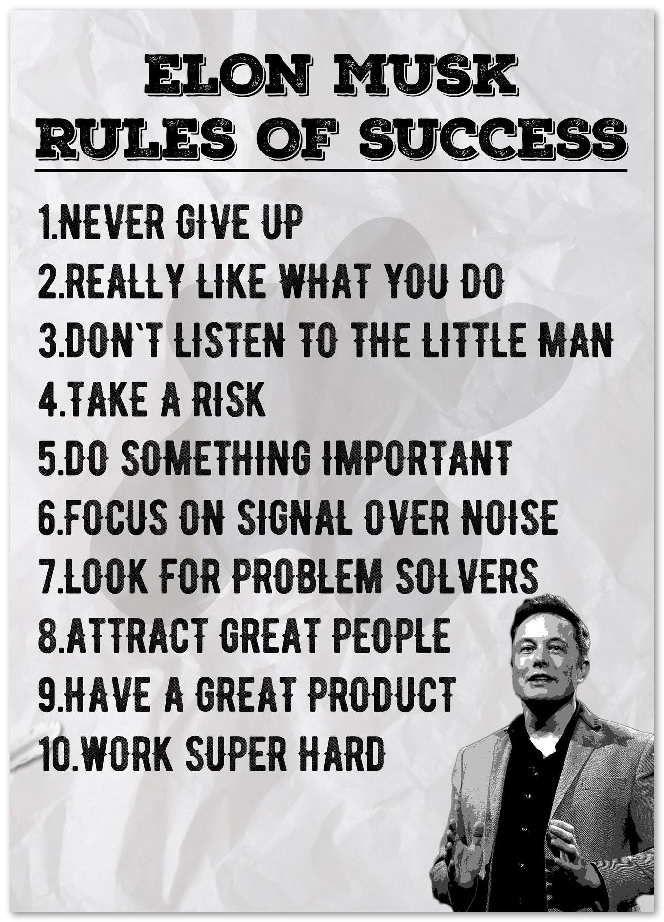 Rules of Success Elon Musk - @ColorizeStudio