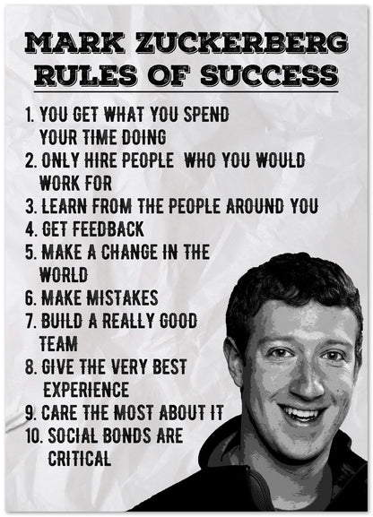 Rules of Success Mark Zuckerberg - @ColorizeStudio