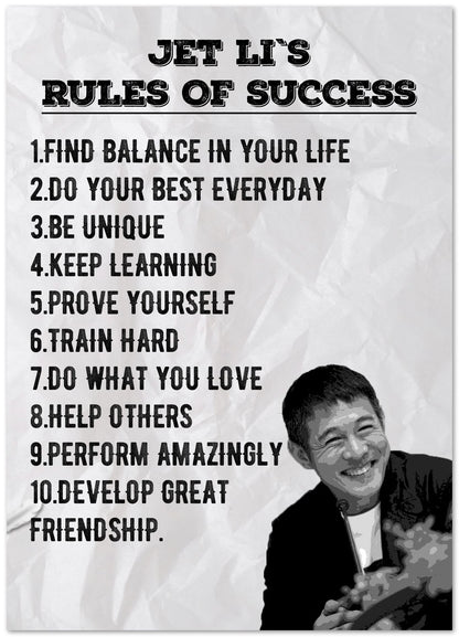 Rules of Success Jet Li Quote - @ColorizeStudio