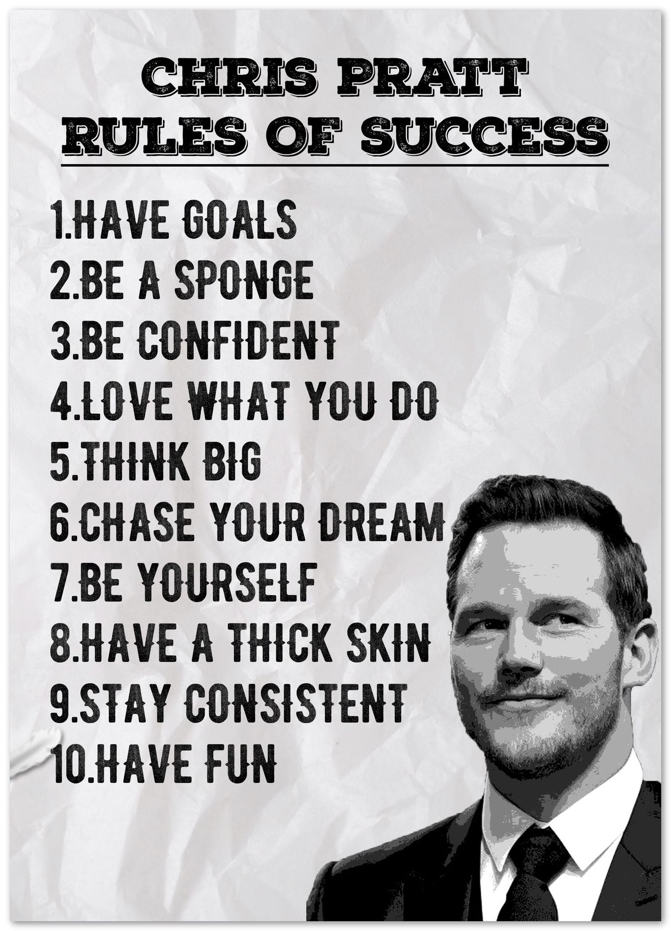 Rules of Success Chris Pratt Quote - @ColorizeStudio