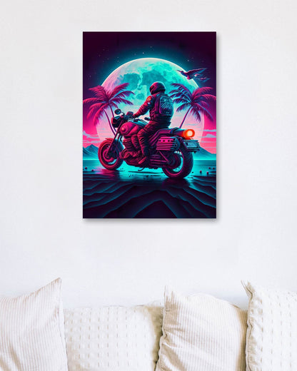 Motorcycle Retro Synthwave - @NotoCreative