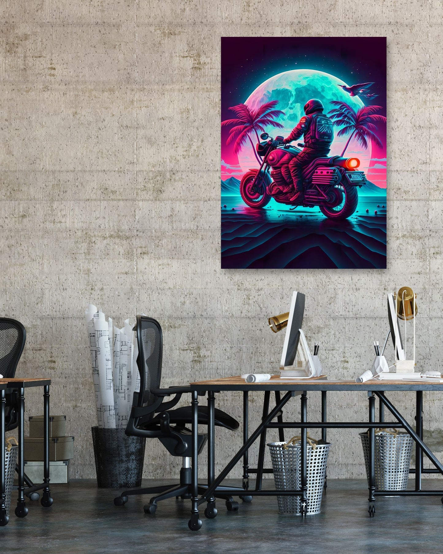 Motorcycle Retro Synthwave - @NotoCreative