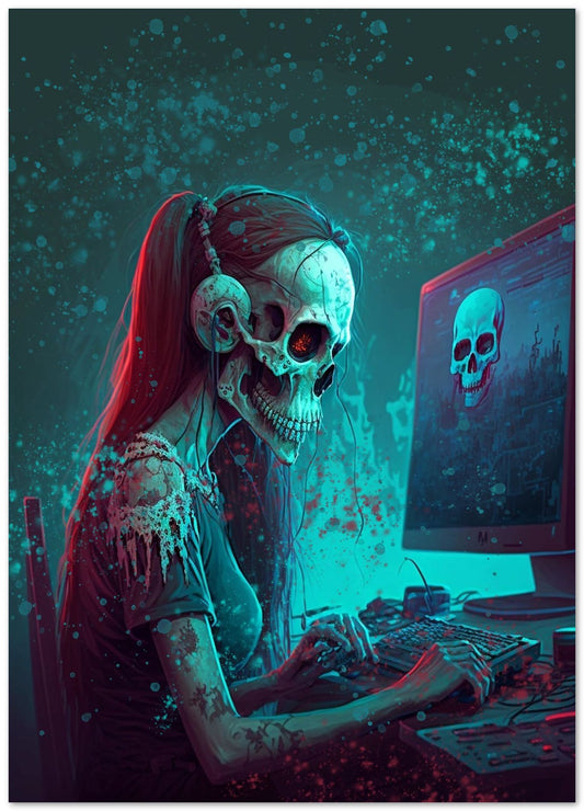 ILLUSTRATION DARK SKULL GIRL GAMER - @RAMRAMCLUB