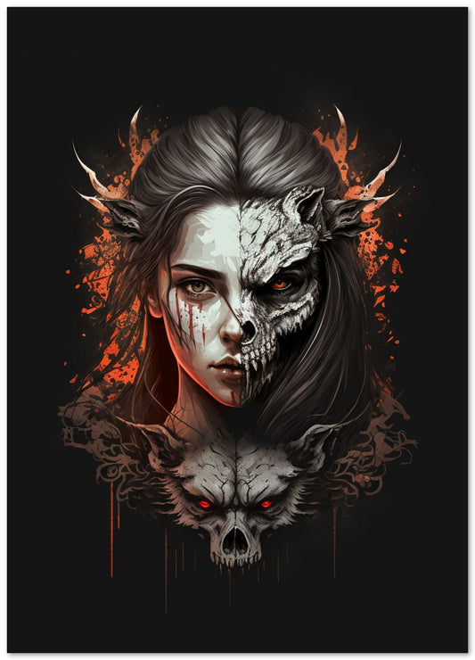 WEREWOLF GIRL FACE ILLUSTRATION - @RAMRAMCLUB