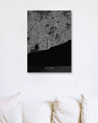 Accra Ghana Dark Map - @ZakeDjelevic