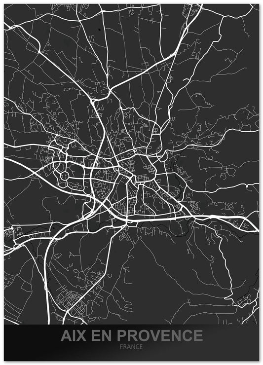 Aix En Provence France Dark Map - @ZakeDjelevic