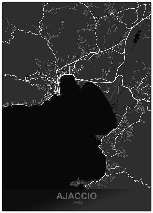 Ajaccio France Dark Map - @ZakeDjelevic