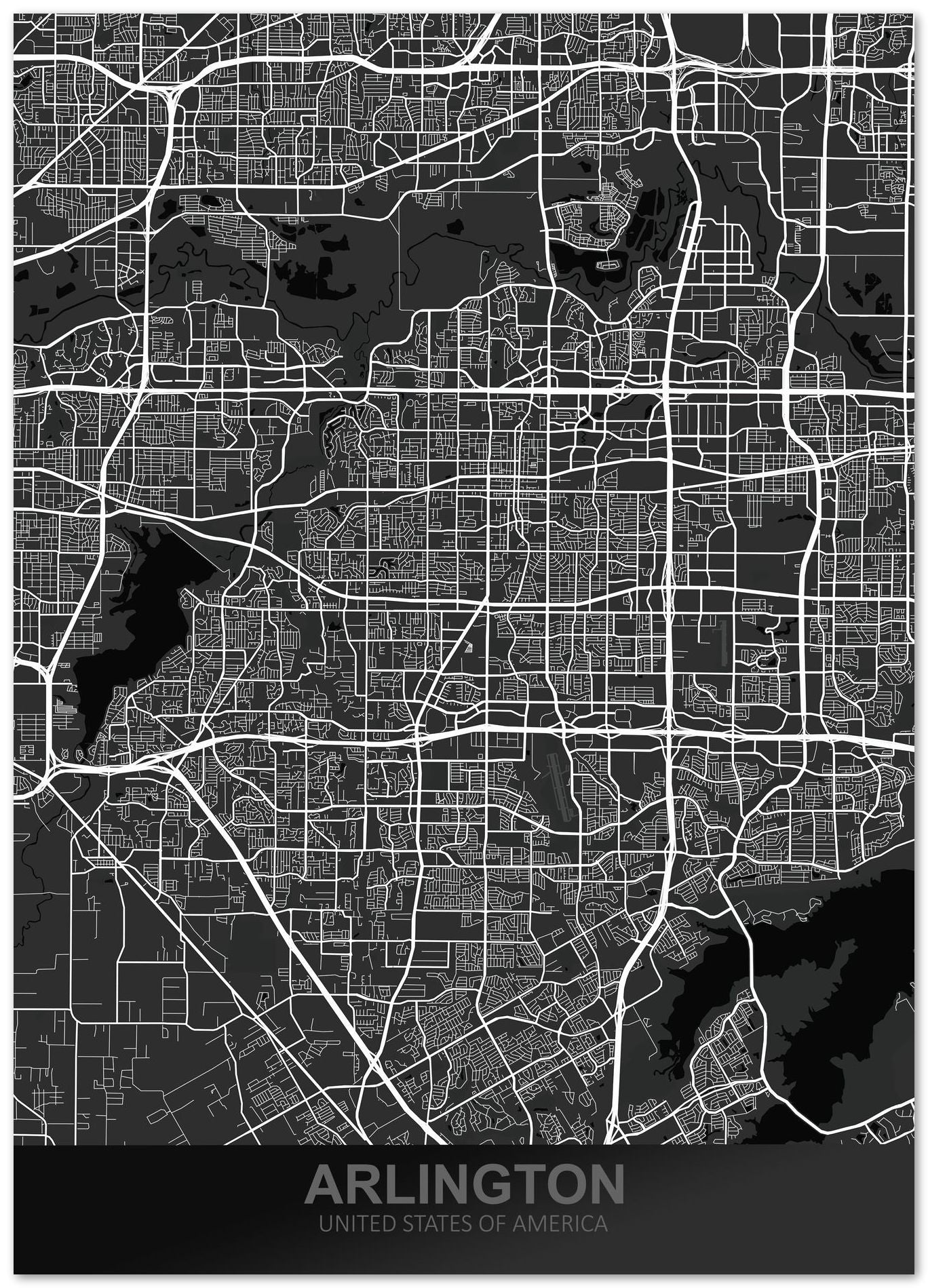 Arlington USA Dark Map - @ZakeDjelevic