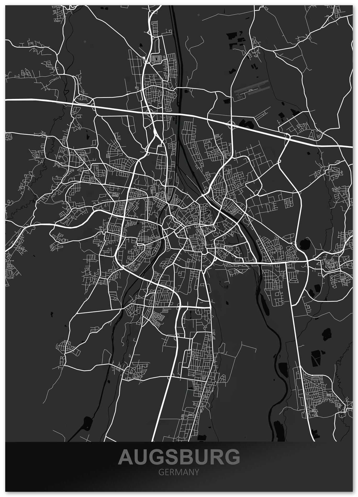 Augsburg Germany Dark Map - @ZakeDjelevic