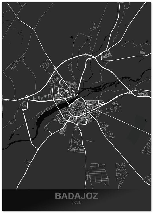 Badajoz Spain Dark Map - @ZakeDjelevic
