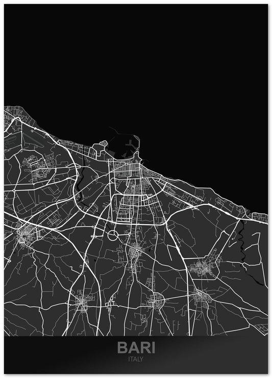 Bari Italy Dark Map - @ZakeDjelevic