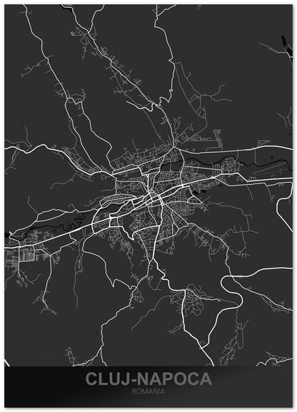 Cluj-Napoca Romania Dark Map - @ZakeDjelevic